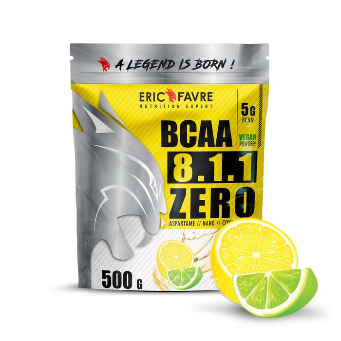 BCAA Zero 8:1:1 Eric Favre â Plusieurs saveurs (PĂȘche, Fraise Basilic, Kiwi Poire, Pomme, PastĂšque) | Prestigious Nutrition