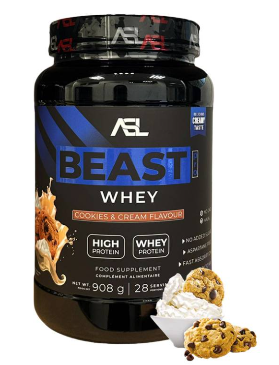 Beast Whey ASL cookies & cream 908 g – protéine whey goût cookies pour sportifs